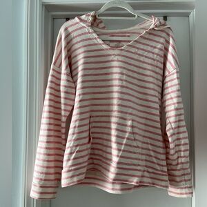 Pink and white striped hoodie